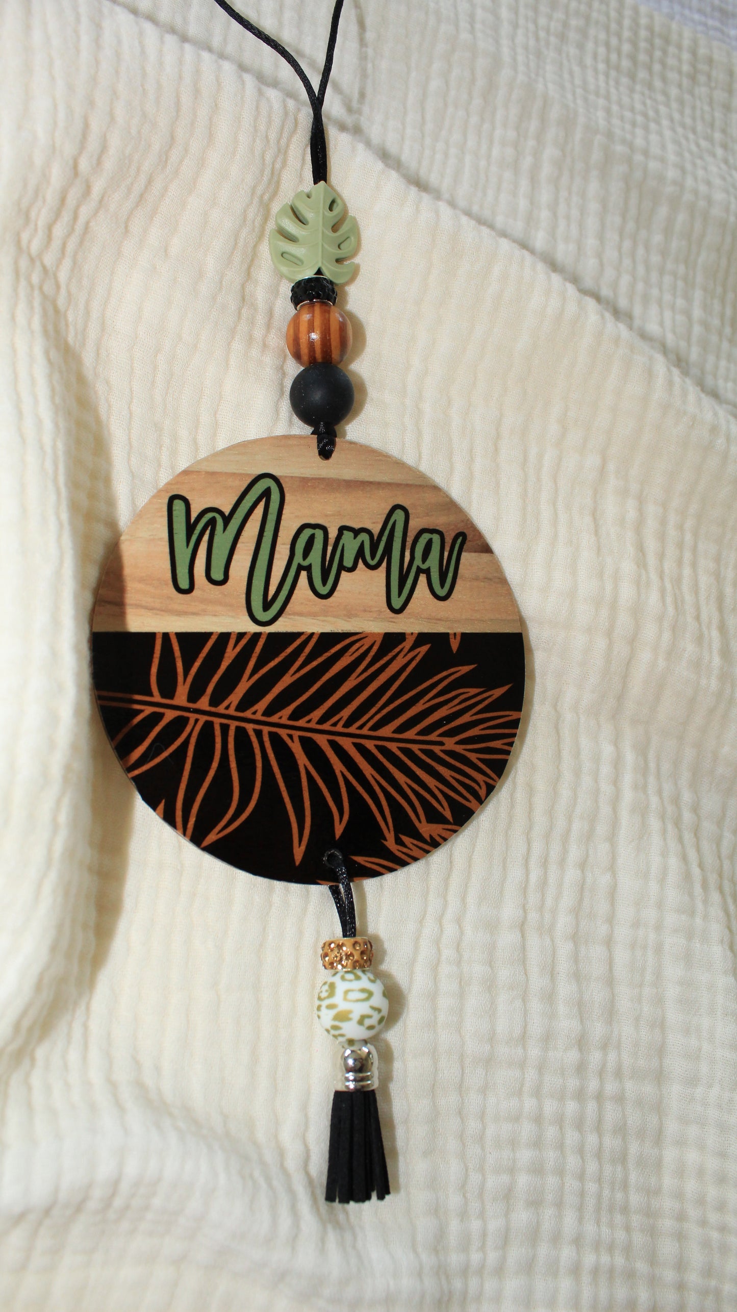 Olive Green "Mama" Car Charm