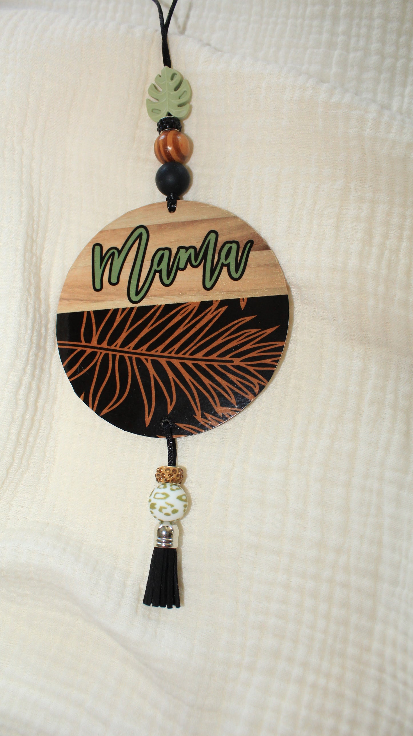 Olive Green "Mama" Car Charm